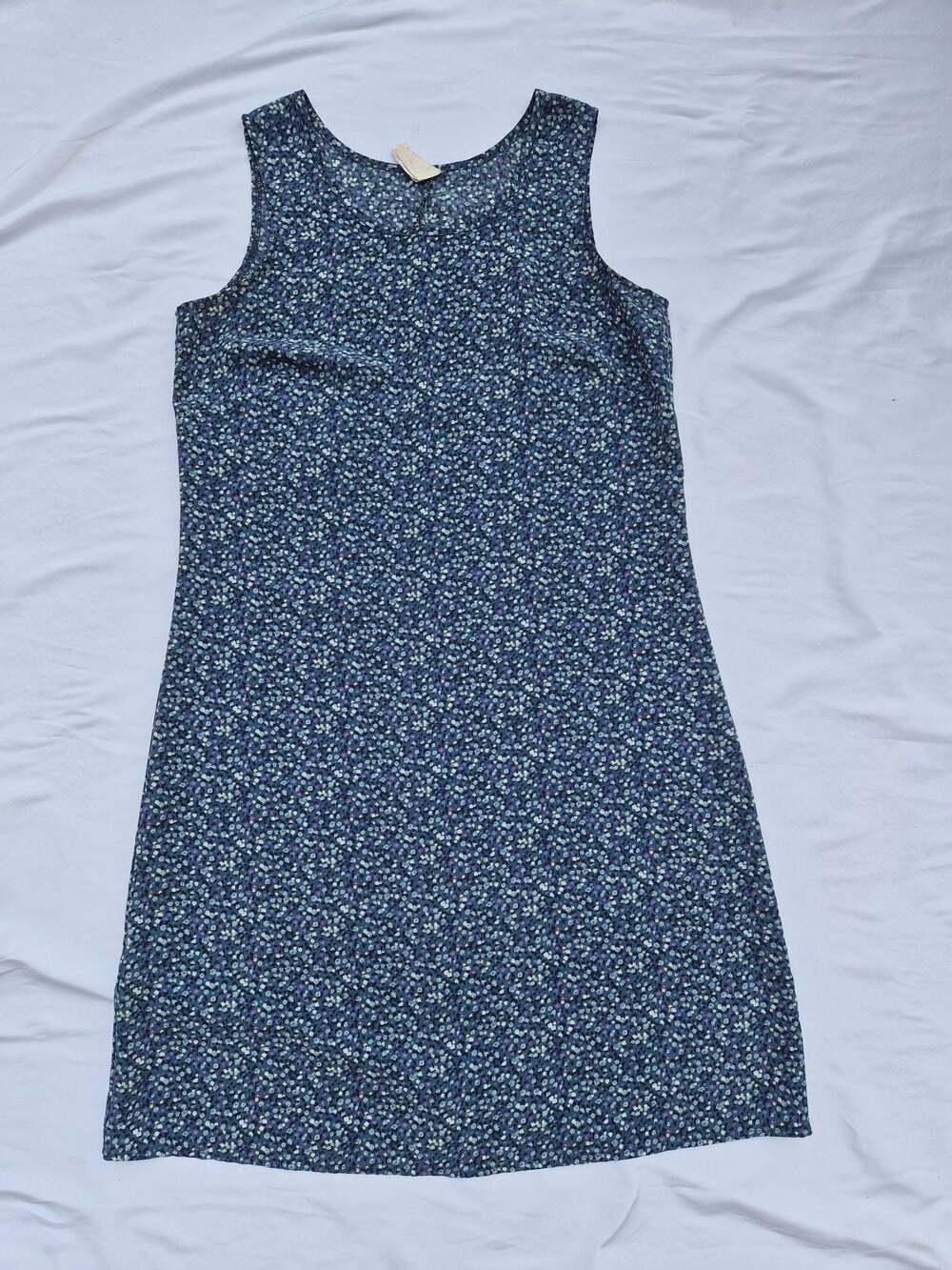 Knapp Studio Vintage 90s Blue Floral Sleeveless Tank Shift Dress